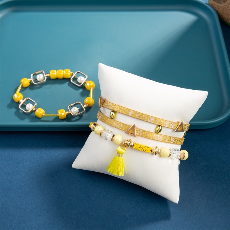 Leather Wrap Crystal Bead Bracelet With Magnetic Clasp For Girl
