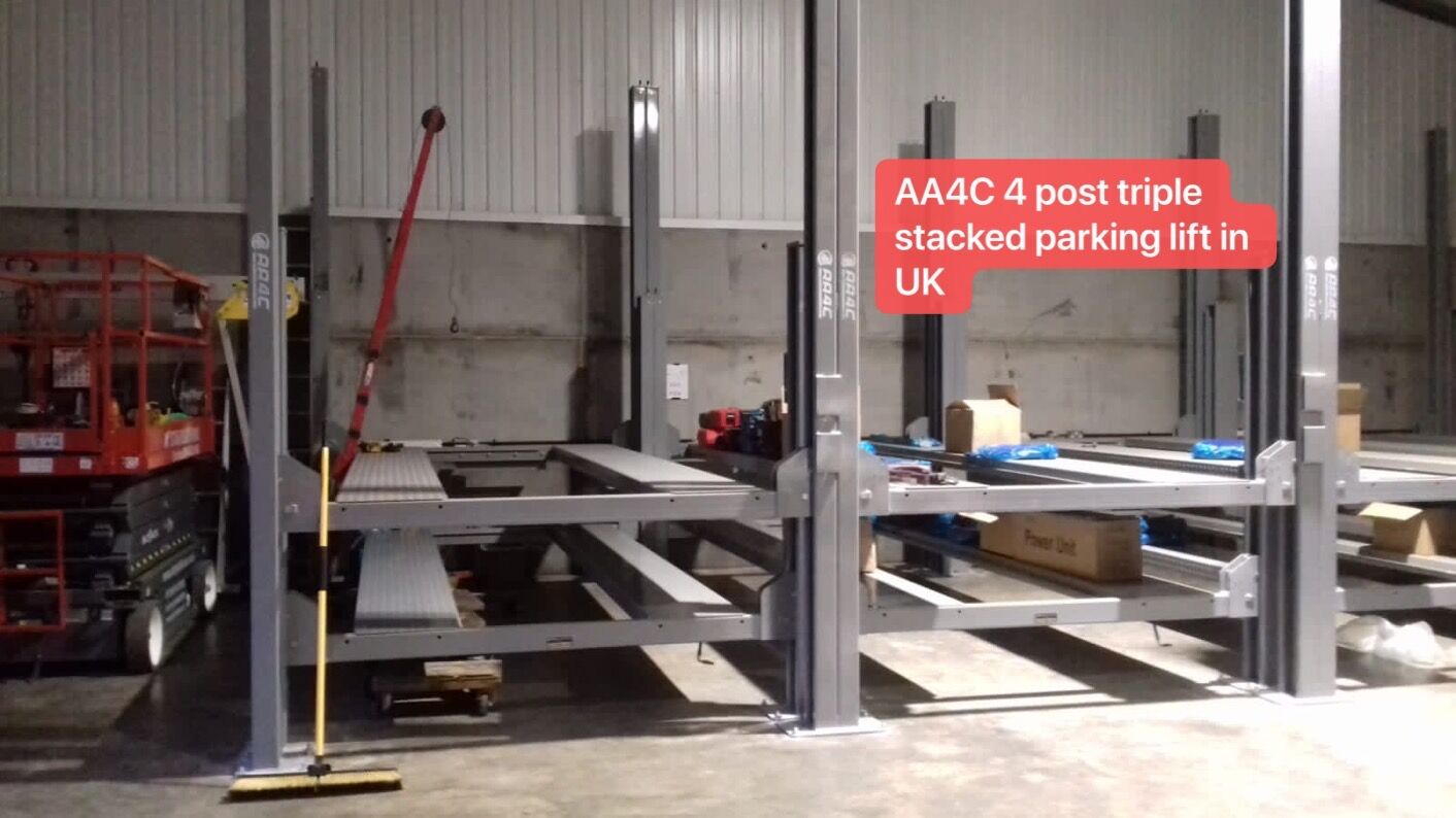 AA4C 4 Post Triple Car Parking Lift Auto Parking System Car Storage System