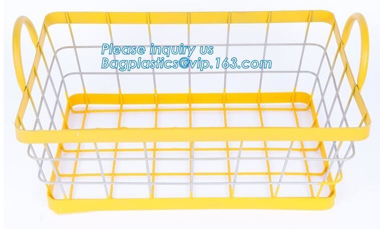 metal wire storage basket with tray in whole sale lowest MOQ sale even just buy 1 set, Kitchen storage Rose gold wire me