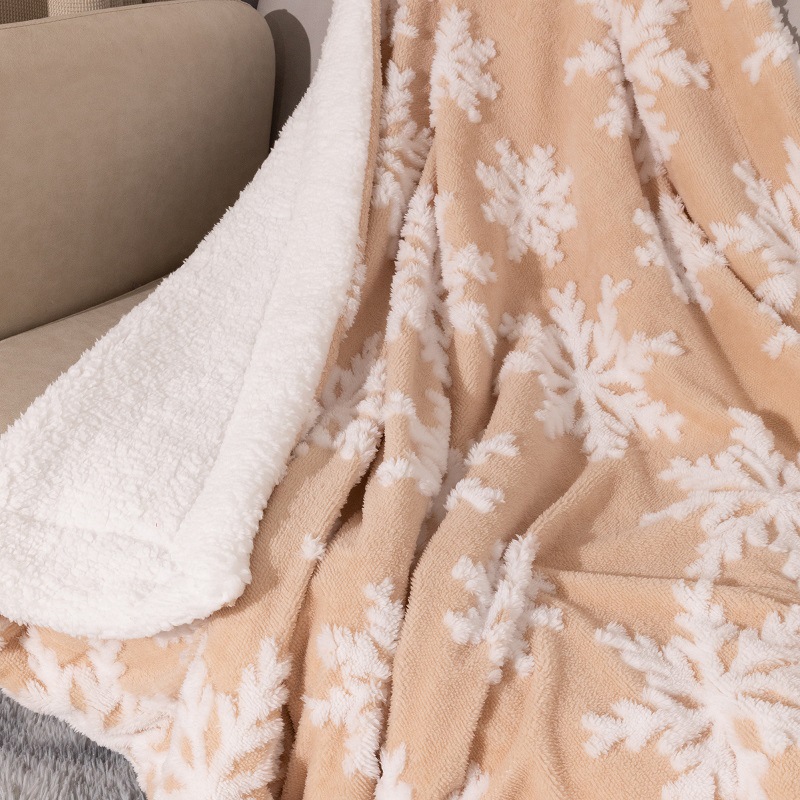 Anti-pilling Coral Fleece Double Layer Sherpa Plush Blanket for Customized Christmas Gifts