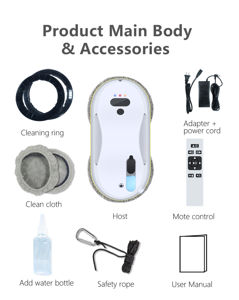 Household 500 MAh Battery Capacity Private Mold Remote Control Robot Window Cleaner with US Plug
