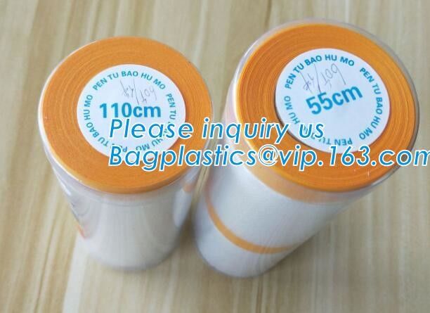Pre-tapd paint masking film HDPE,Car paint repair masking film with tape, Hot sell masking film with adhesive tape, PAC