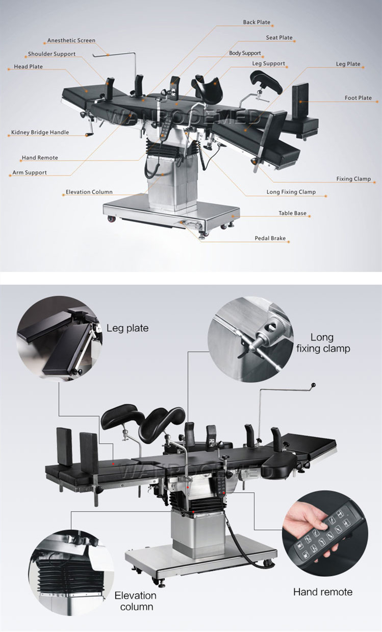 X-Ray Orthopedic Surgical Table Stainless Steel Electric Hydraulic Operating Table