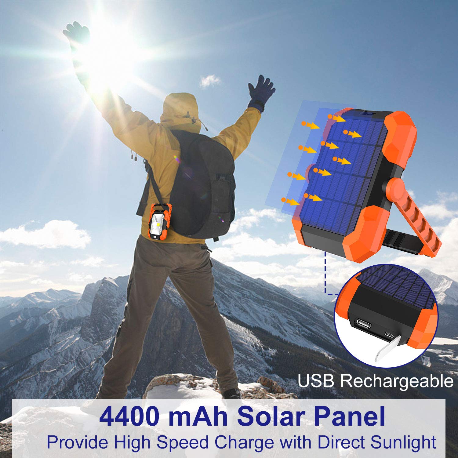 Portable multifunctional COB lithium battery led camping light