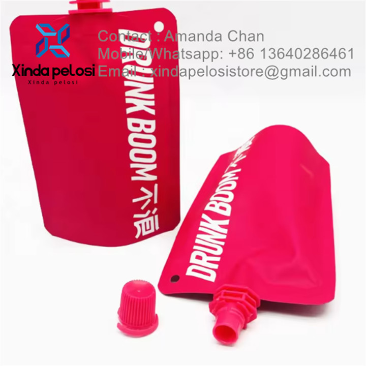 Moisture Proof Plastic Fruits Juice Bag Packaging Spout Pouch Straw Juice Pouch Bag