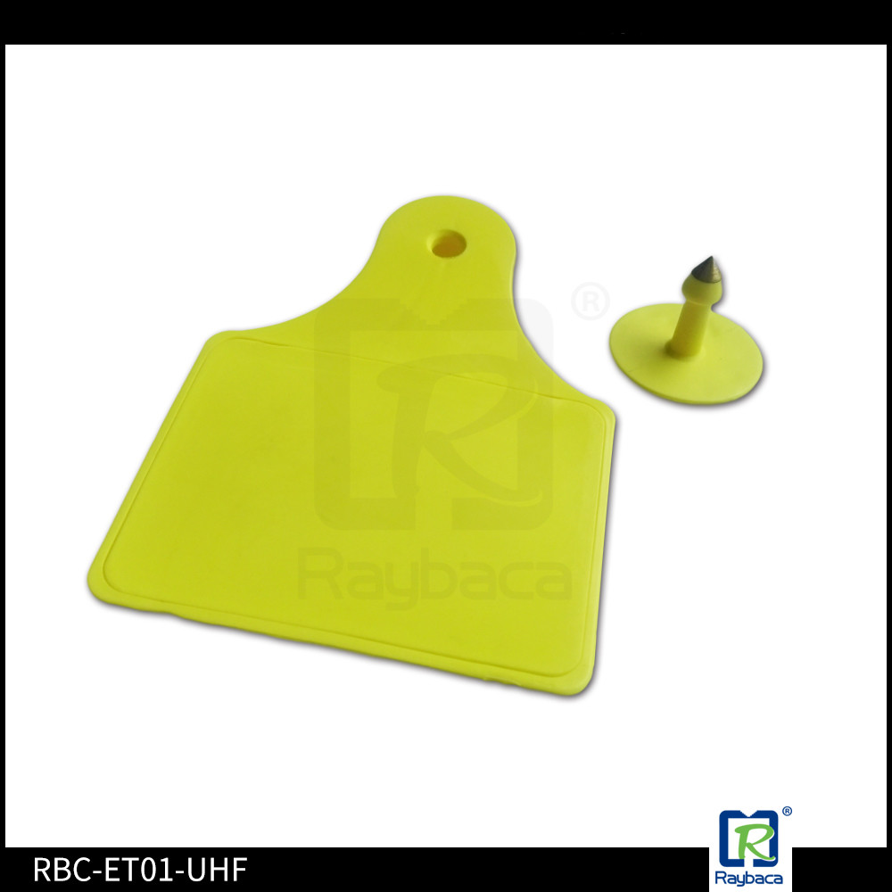 RFID UHF Two Pieces Yellow Anti Animal Bit Tags , RFID Ear Tags For Cattle