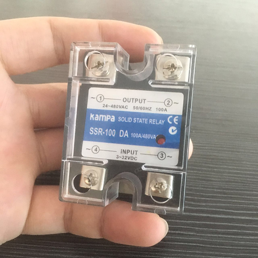 High Quality Single Phase Solid State Relay DC to AC 100A Output 24-480VAC Black SSR Solid State Relay(SSR-100DA)
