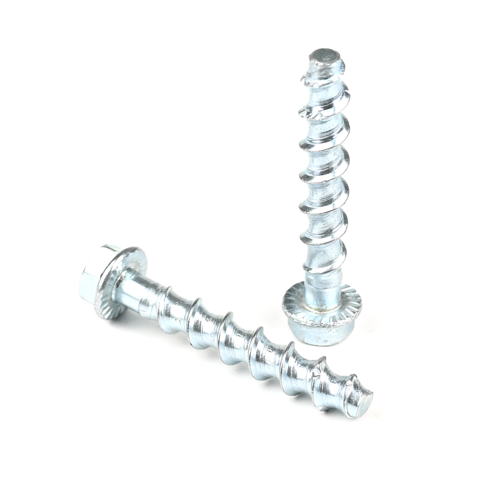 M8x60mm Flange HEX Head Concrete Screws with Plain Finish and Carbon Steel Material