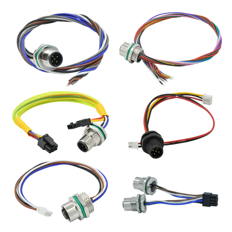 M12 A Coded 8 Pins Panel Mount Waterproof Connector Rear Lock Female Connector With Wire