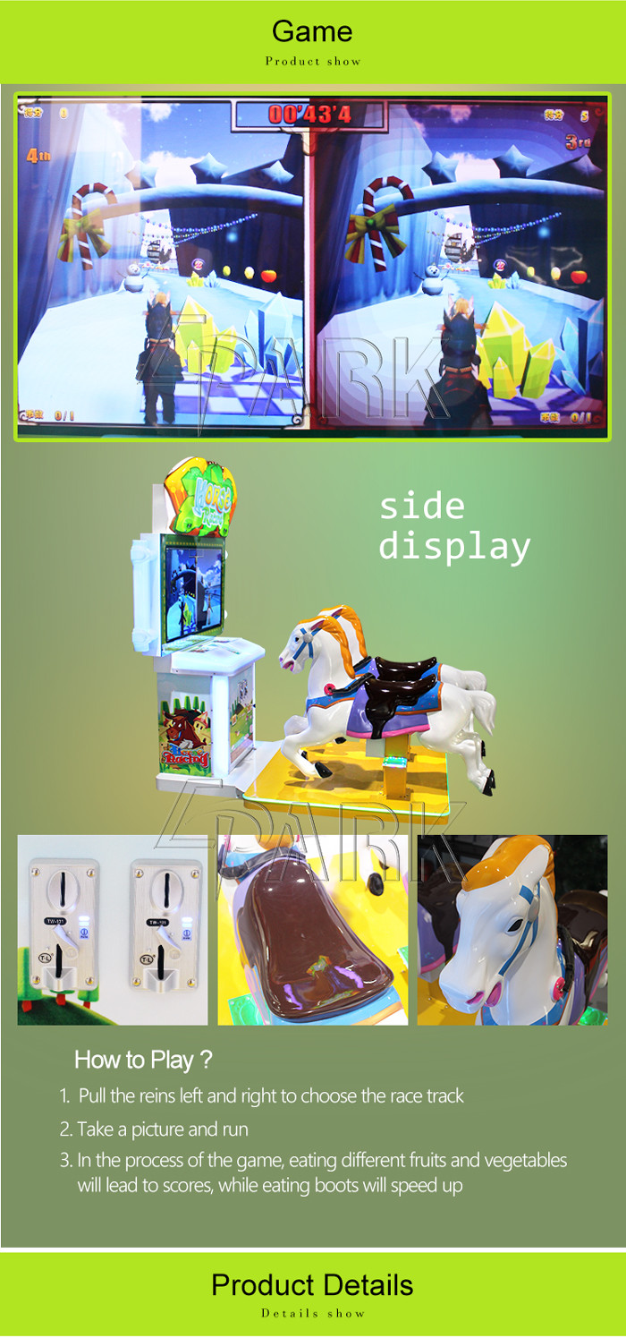 Cheap price coin operated storefront video horse racing game EPARK children swing rides on machine for sale