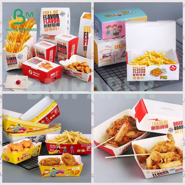 300gsm Food Grade Kit 6 Greaseproof White Cardboard For Fried Chicken Packaging