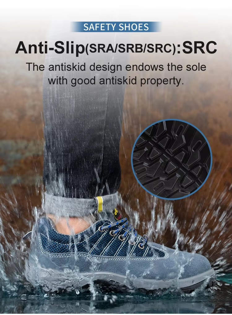 Comfort Genuine Leather Safety Shoes , Blue Sports Work Shoes For Men'S Working