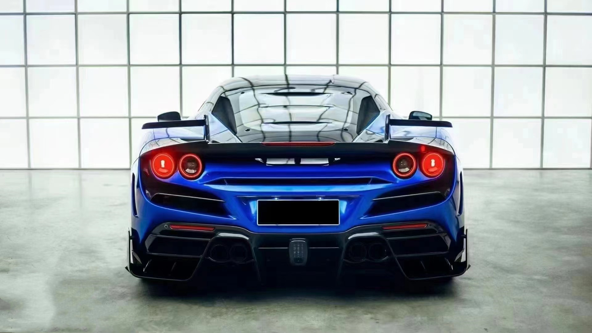 Blue F8 Ferrari Body Kit F8 MSY Style Front Bumper Lip Body Kit Spoiler Side Skirts