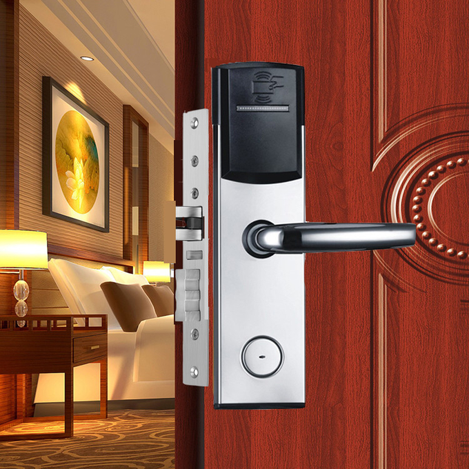 Silver Color Smart Key Card Hotel Electronic Door Locks for Hotel Apartment Office