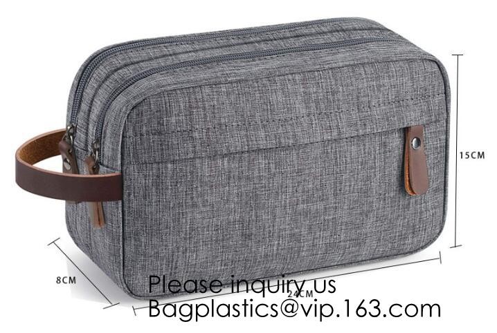 Cosmetic Toiletry Bag Mens Canvas Leather Travel Kit Wash Makeup Bag,organic cotton canvas makeup bag with zipper make-u