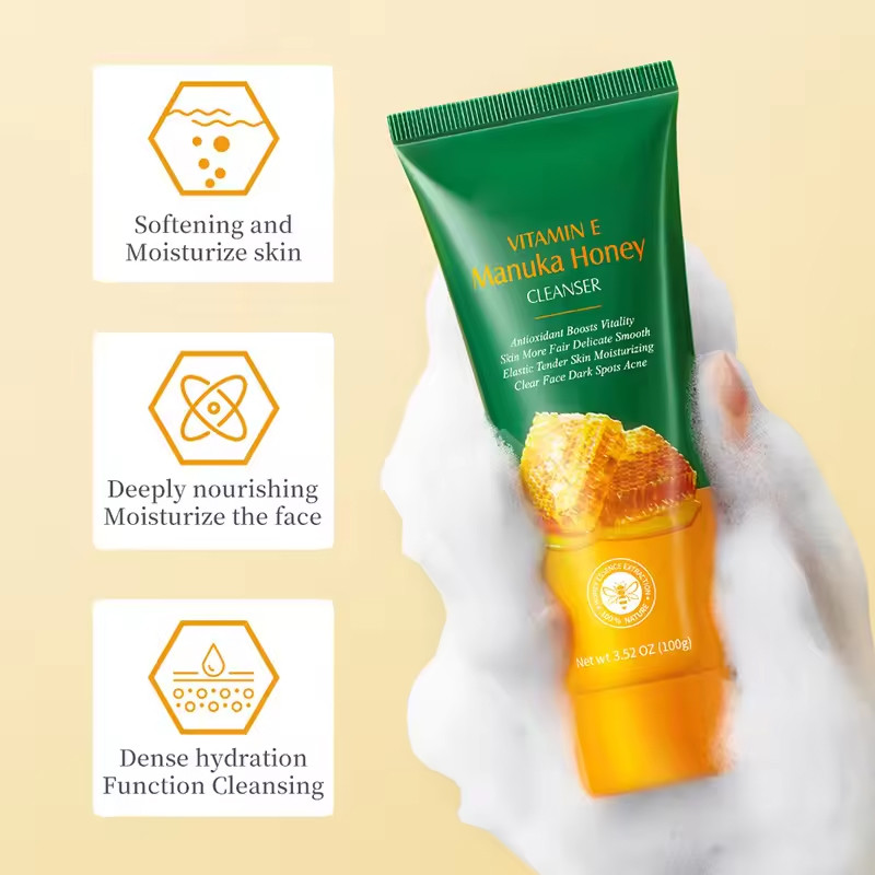 Moisturizing Nourishing Face Cleaner Face Wash Milk Vitamin E Honey Facial Cleaner