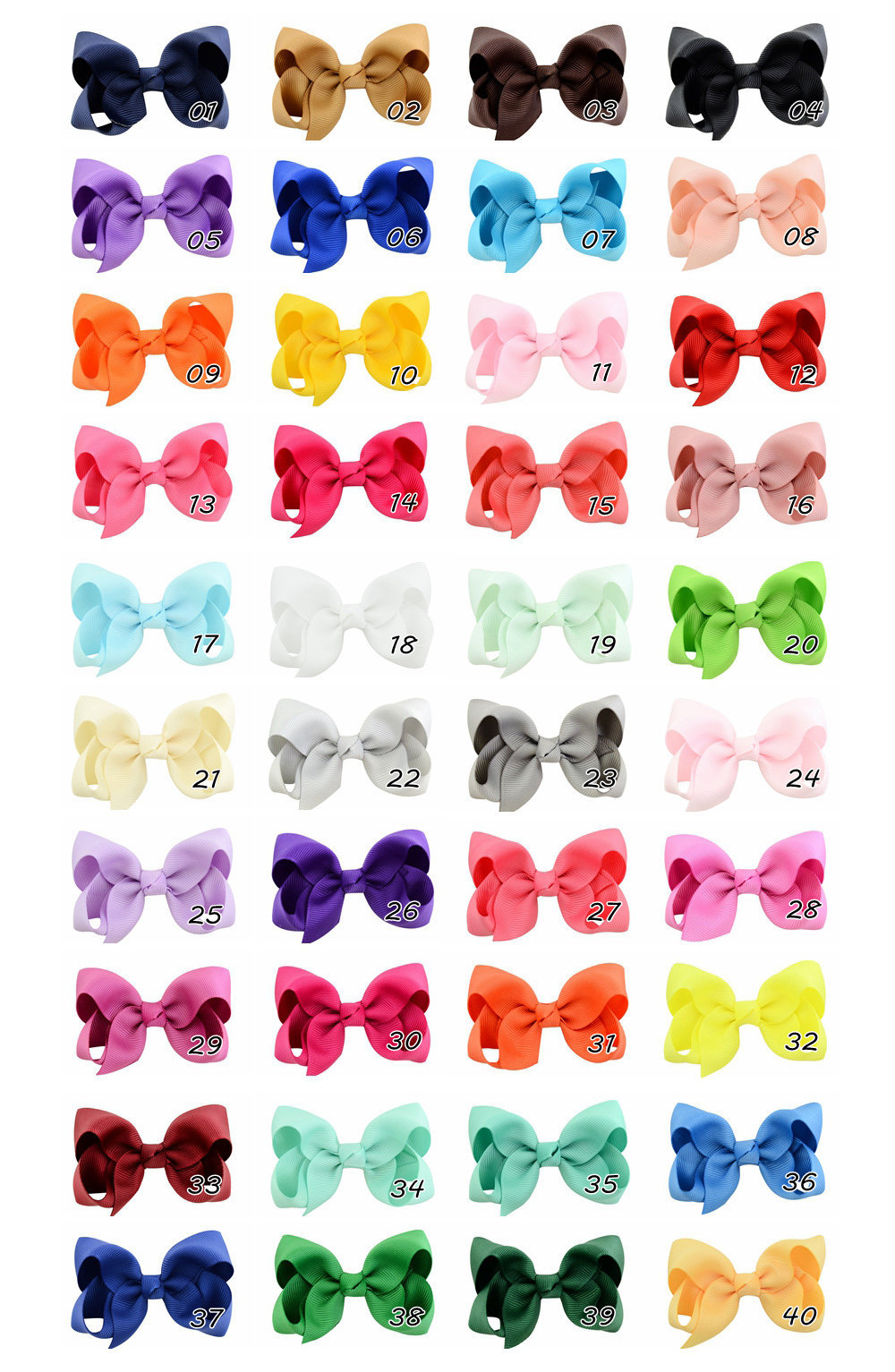 40pcs 3 Red Pink Green Ribbon Hair Bow With Clip Kids Girls