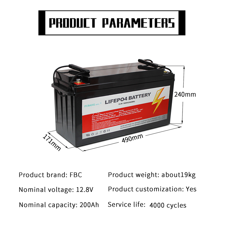 LifePO4 Deep Cycle Battery 12V 200ah Camping Caravan RV Boat Lithium Ion Battery