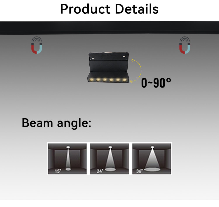 Foldable Magnetic Track Light Black 12W 24V 2700K-6500K Smart Control