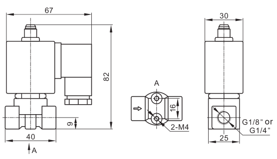 Sub Base Mounted 3 Way Brass Solenoid Valve For Screw Air Compressor
