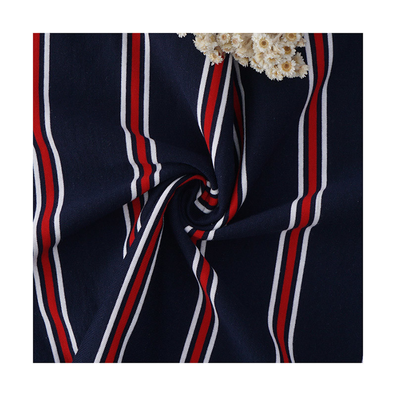 Striped 100 Pure Cotton Fabric , 192cm Sportswear Knit Cotton Yarn Fabric