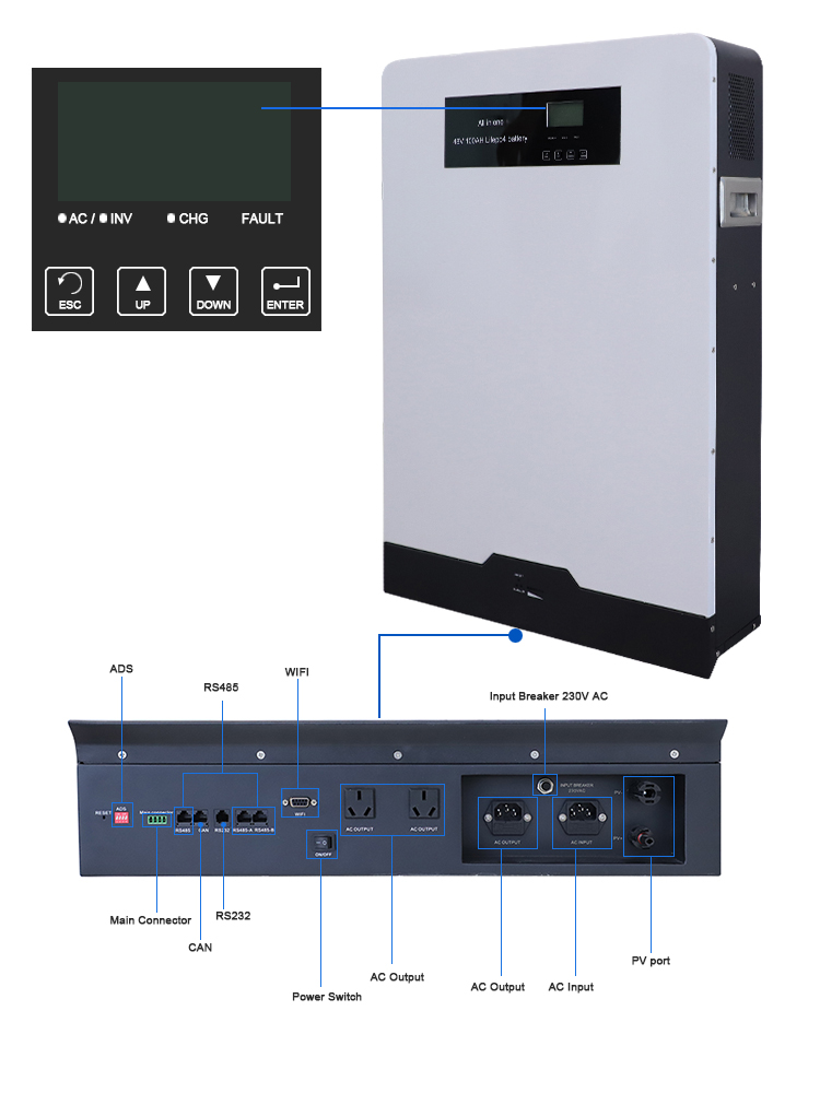 100ah 51.2 Voltage Wall Mounted Lithium Battery Lifepo4 All In One Without Inverter