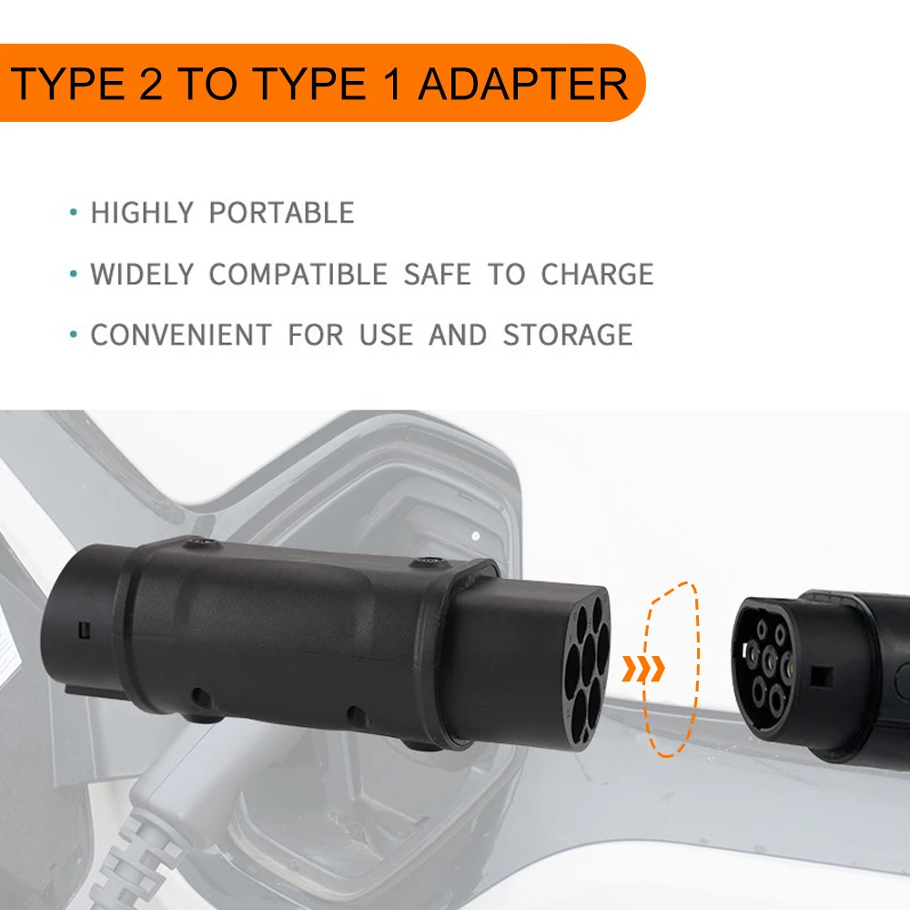 32A Single Phase EVSE Adapter Type 2 To Type 1 J1772 To IEC62196 Adapter