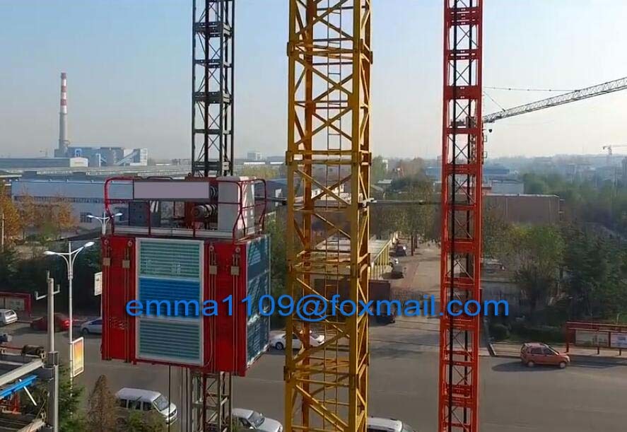 SC200 2 tons 60m Building Site Hoist with Wall tie Mast Section Climbing