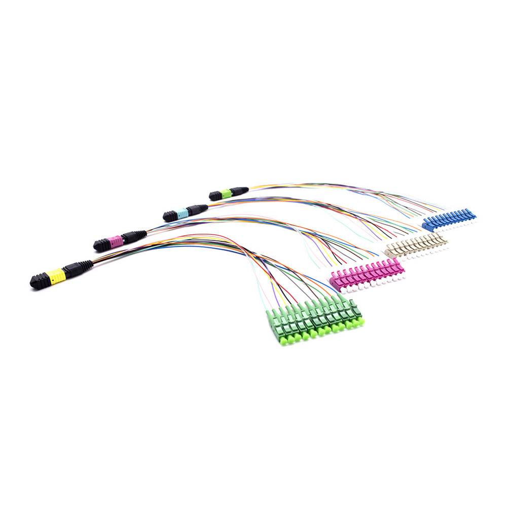 Single Mode 12 Fiber Optical MPO To LC FC SC ST Connector
