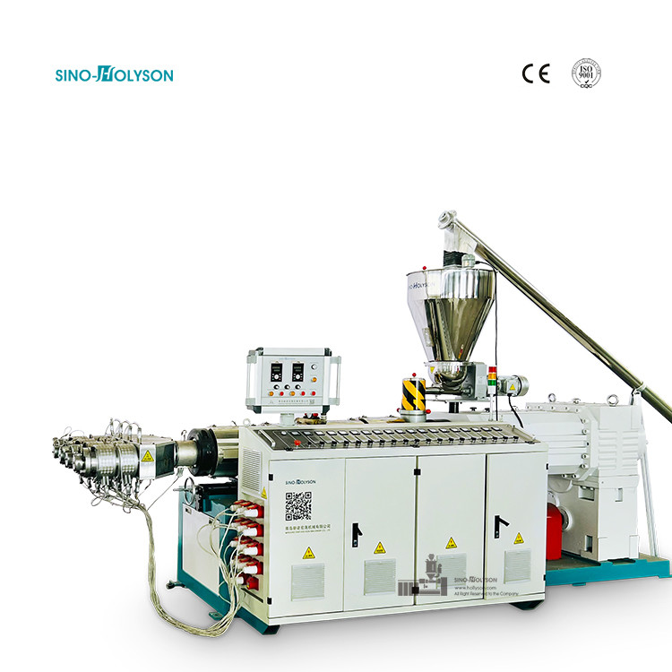 Sino Holyson 16mm Twin Screw Extruder Four Cavity Outlet Plastic PVC Pipe Making Machine Maufacture