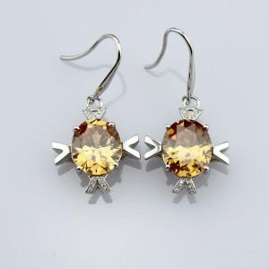 Buy cheap Women Jewelry Sterling 925 Silver Citrine Cubic Zirconia Dangle Earrings (E07) product