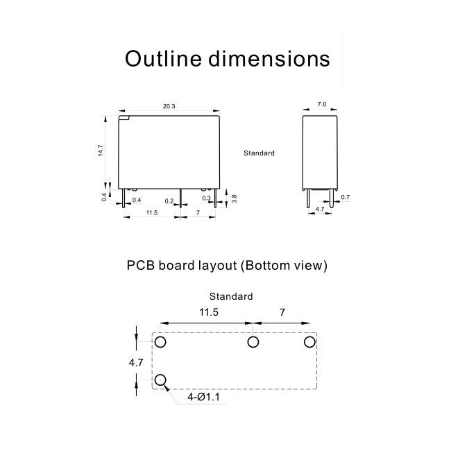 5 Amp 4 Pin PCB 12V SPST Relay Ultra Thin Ultra Light Power 4KV Dielectric Withstand