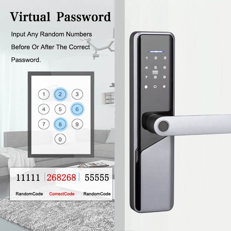 Black Color Biometric Fingerprint Keyless Digital Door Lock With FCC Certification