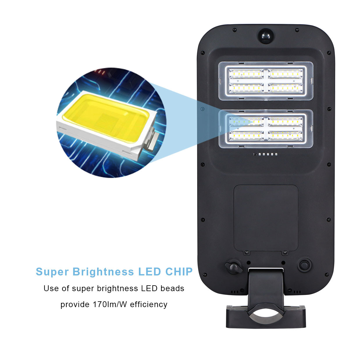Smart Integrated Solar Street Light 100W Slim ABS Body Radar Sensor 30° Beam Angle