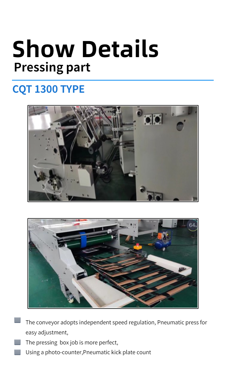 Easy to Operate CQT-1300 Automatic Folder Gluing Machine for Flat Box Carton Box