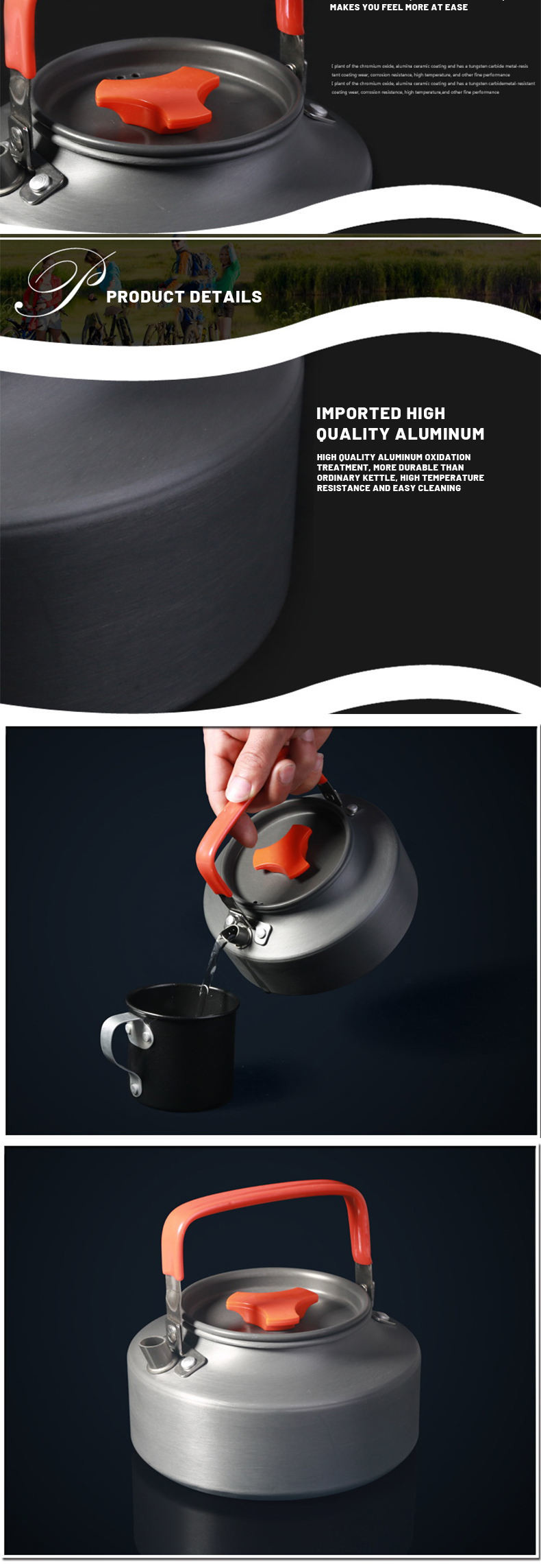 Ultralight Aluminum Outdoor Camping Kettle Camping Tea Kettle