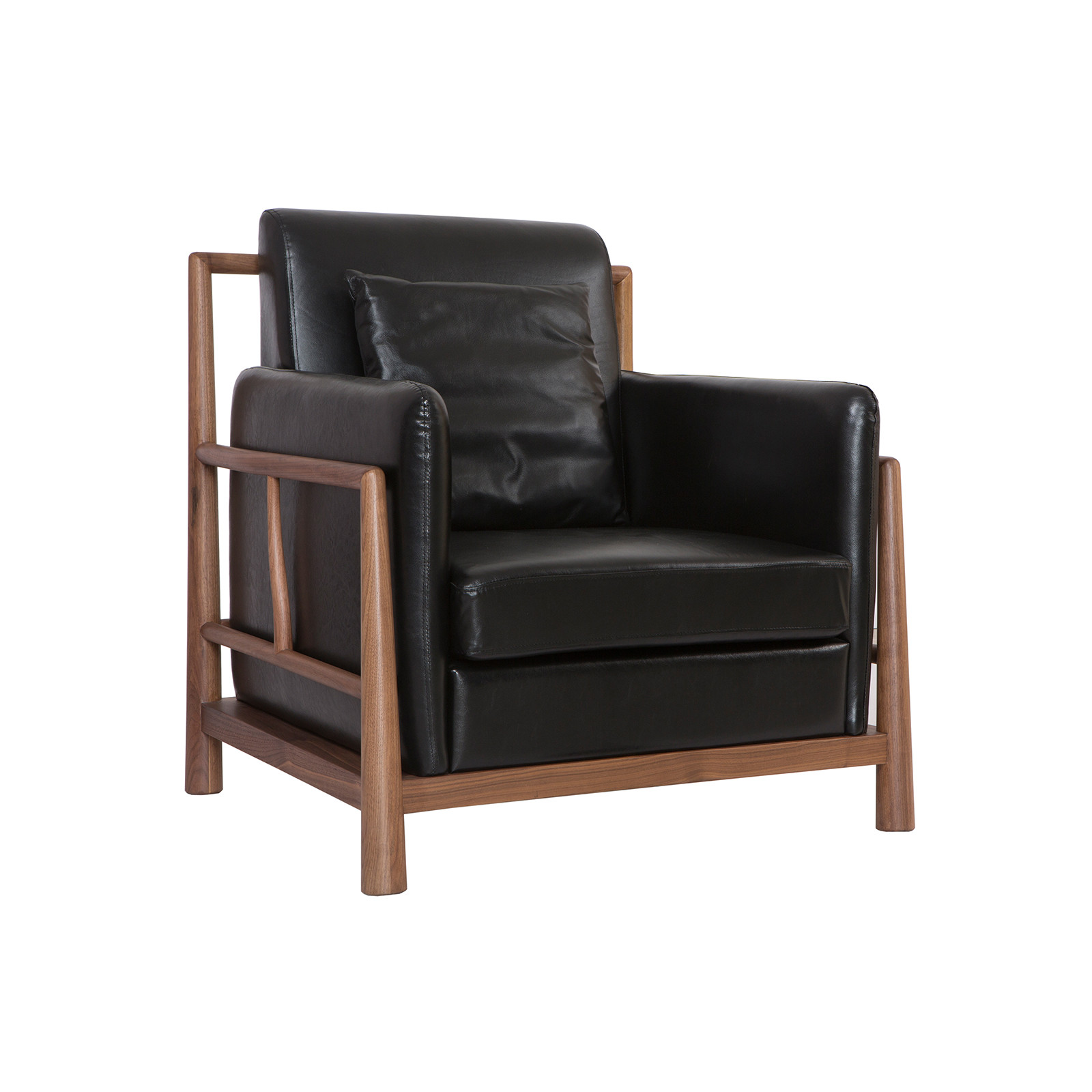 Nordic style of Hotel hall furniture Luxury single sofas in Walnut wood legs with Leather cloth made by Chinese factory