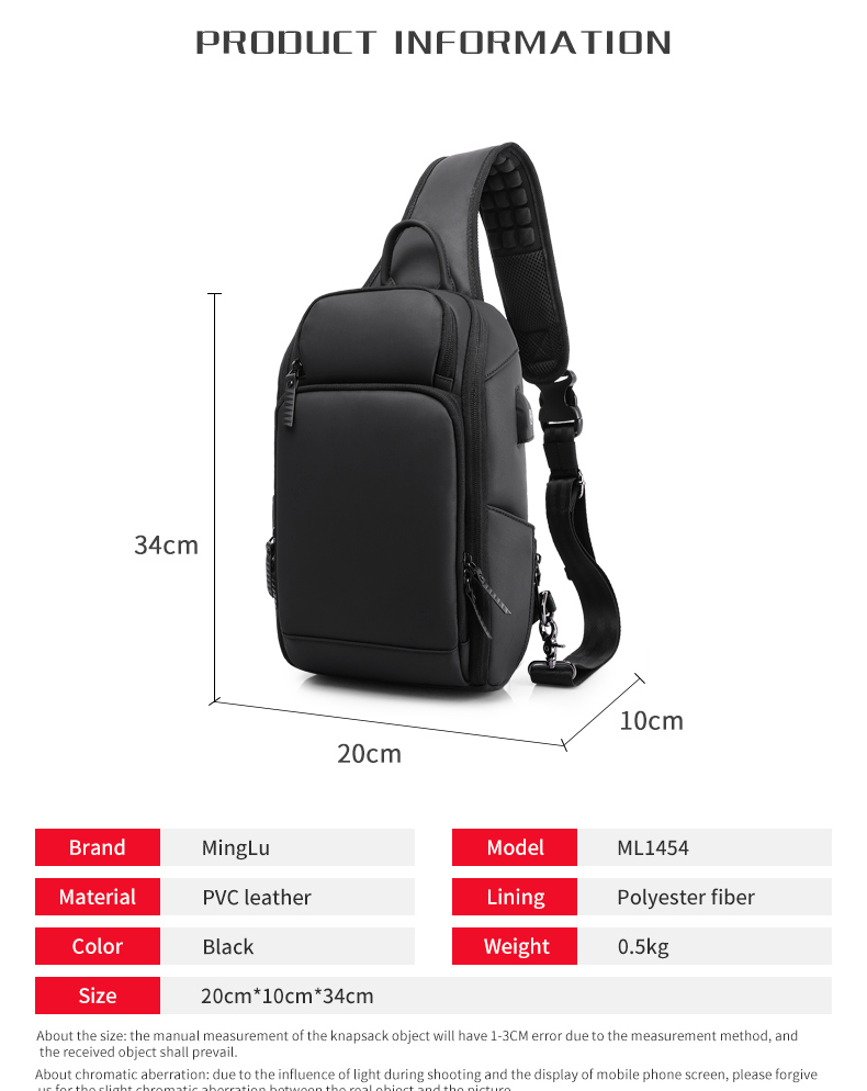 High quality custom logo men's fashion waterproof business sling bag shoulder bag chest bag