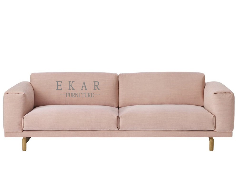 Latest Living Room Furniture Fabric 3 Seater Pink Sofa Wide Couch