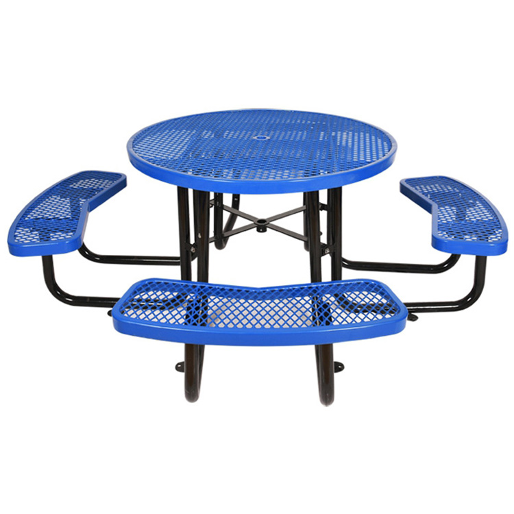 Factory Outlet Best Selling Picnic Table Park Round Metal Picnic Table Bench Commercial Dinning Table