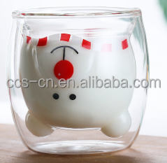 High Borosilicate Milk Mugs Tea Mugs Insulated Double Wall Bear Glass Coffee Mug
