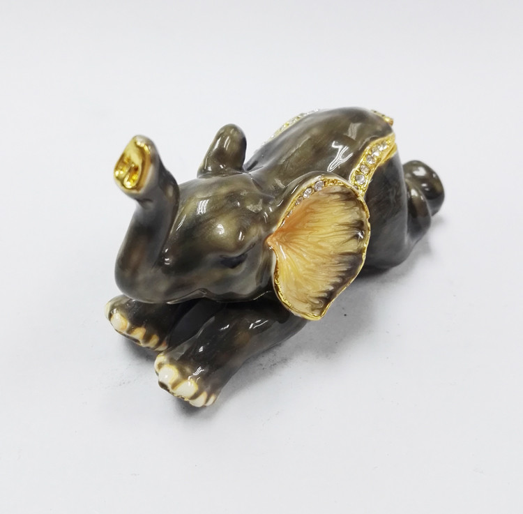 Custom metal elephant shaped vintage jewelry box for promotional gift