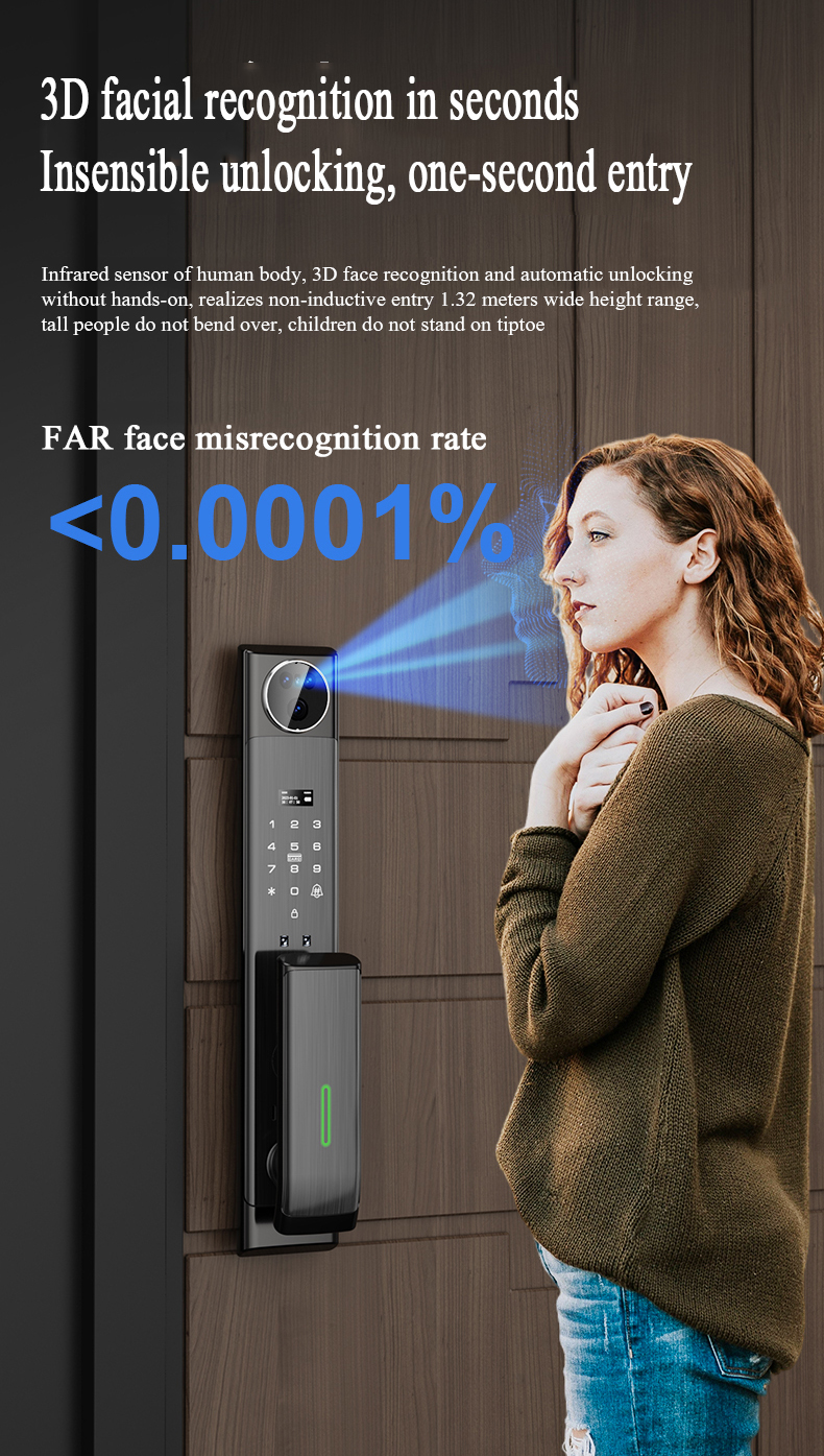 3D Face ID Electronic Entrance Door Locks Apartments Face Recognition Digital Lock