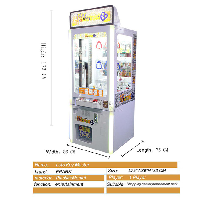200W Coin Operated Arcade Machines Golden Key Redemption Prize Vending Machine