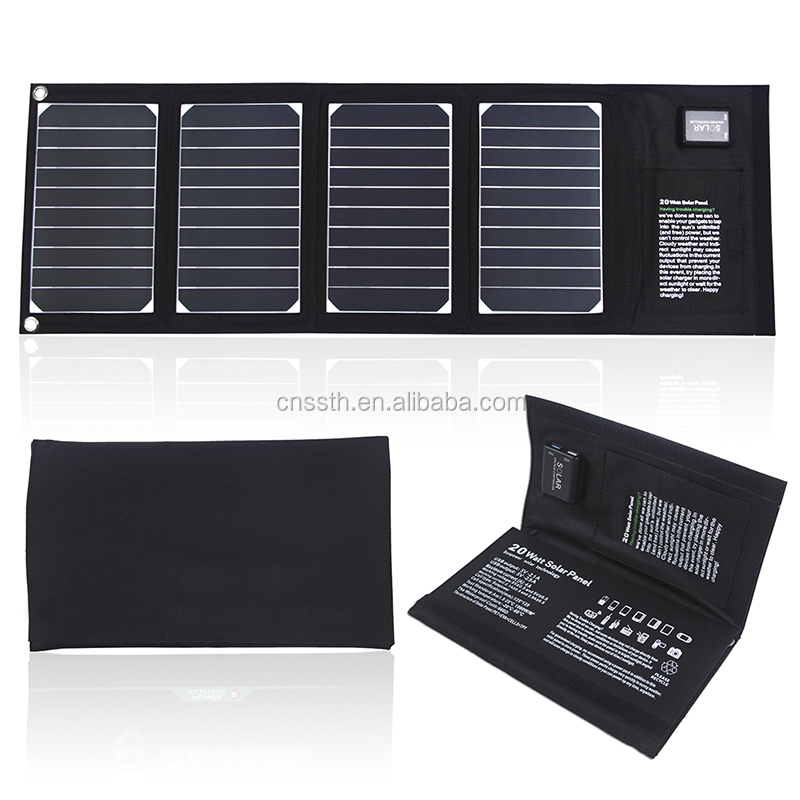 Sunpower Cell 20w Folding Solar Panel Easy Carry Lightweight Camping Solar Panels