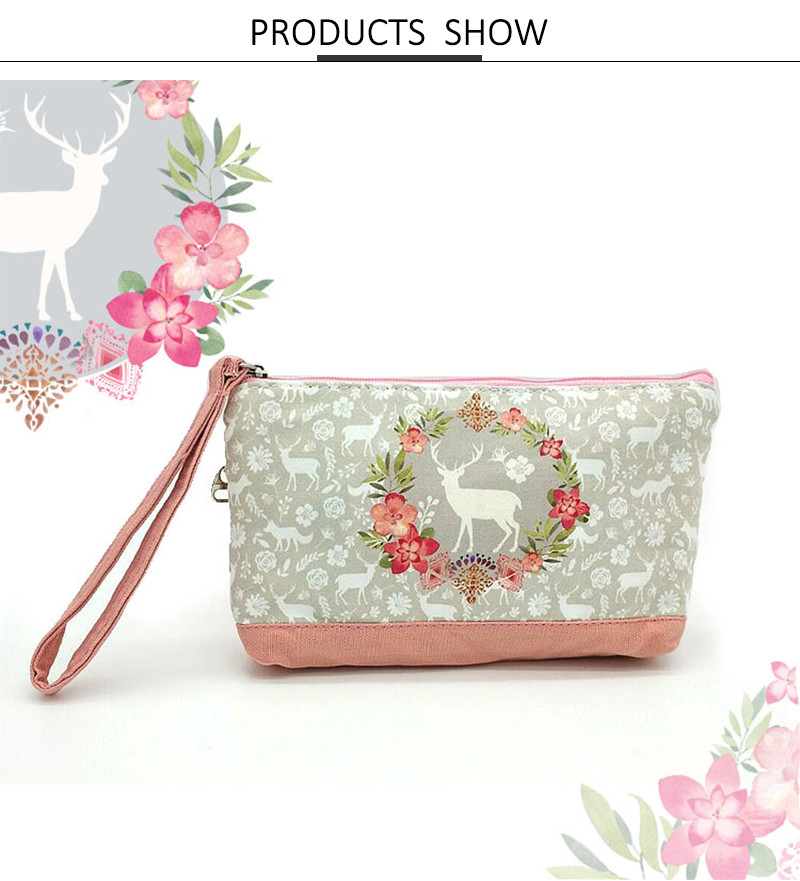 Cute Cartoon Printing Reusable Cotton Canvas Cosmetic Bag