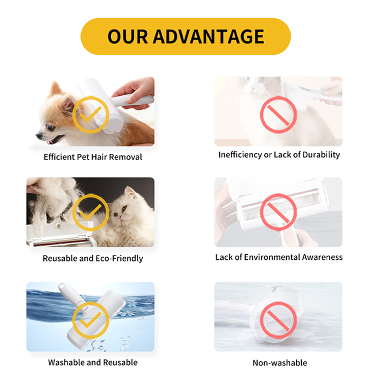 Custom Logo Portable Mini Self Cleaning Dog Cat Reusable Lint Pet Hair Remover Roller with Sustainable Material