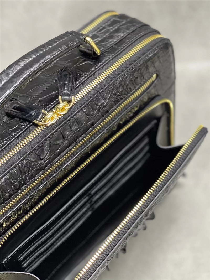 Exotic Alligator Leather Zipper Closure Men's Portfolio Bag Working Briefcase Genuine Crocodile Skin Male Handbag