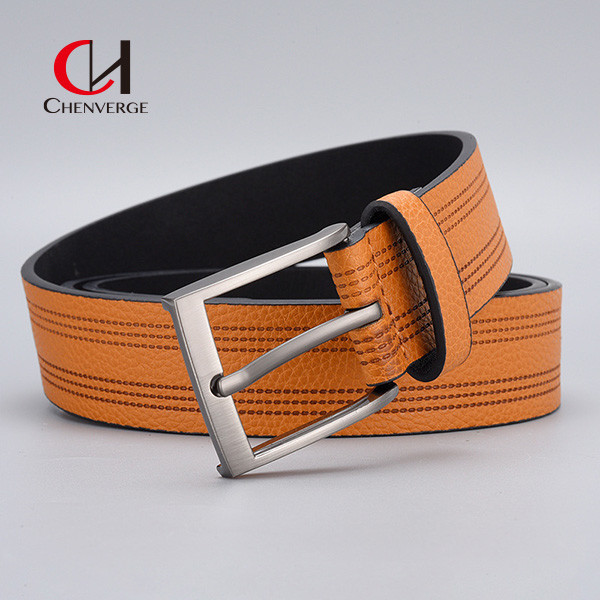 3.5cm Width Men's Leather Belts Zinc Alloy Pin Buckle Business Casual Belt