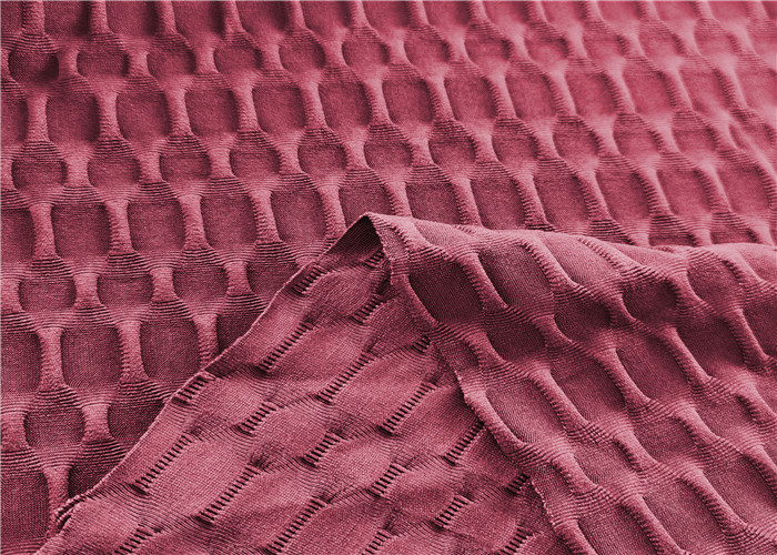 Stretch Bubble Jacquard Polyester Spandex Fabric Weft Knitted